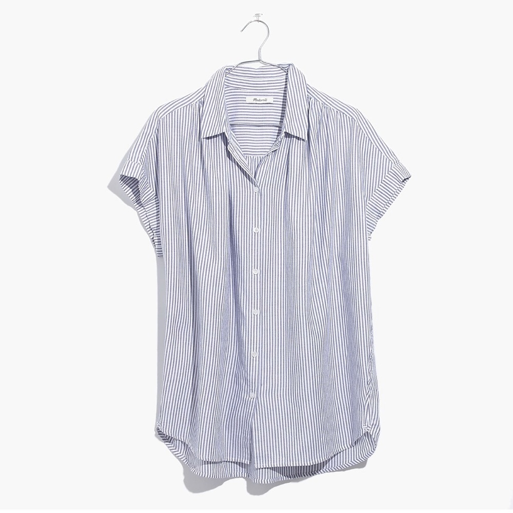 Madewell Central Shirt in Benton Stripe Blue/White Button Down Blouse size XXS - Picture 2 of 10